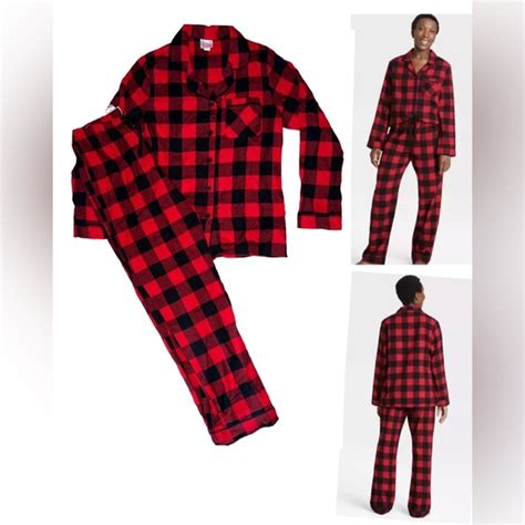 Wondershop Intimates And Sleepwear Womens Red Buffalo Check Plaid Flannel Pajama Set Small