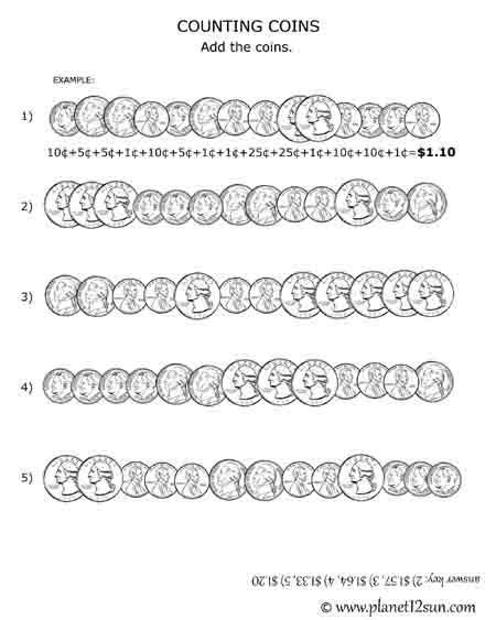 Coins Counting 2nd Grade Printables