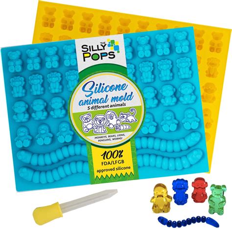 Gummy Bear Mold Bpa Free Silicone (Yellow, Blue) - Set of 2 for 86 ...