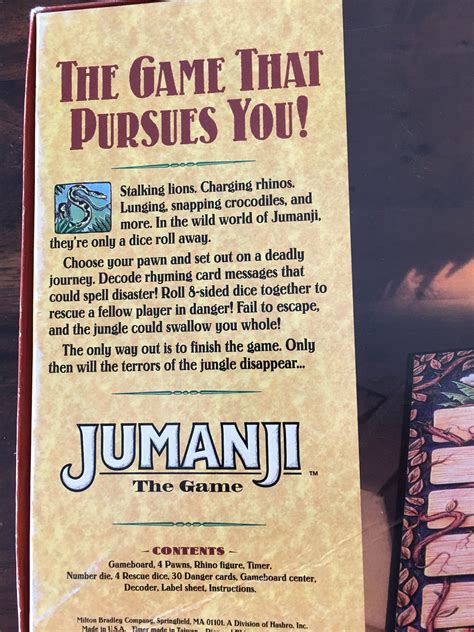 Jumanji Board Game Danger Cards