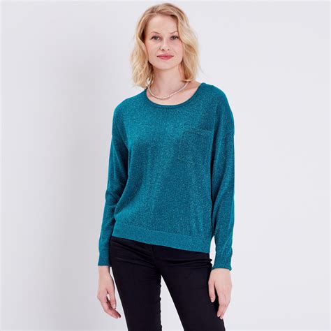 Pull manches longues vert foncé femme Bréal