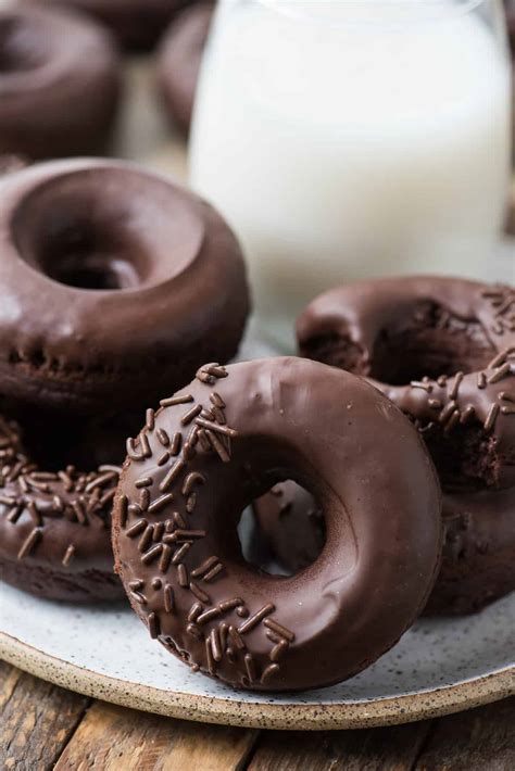 Chocolate Donuts - easy baked donuts covered in chocolate glaze!