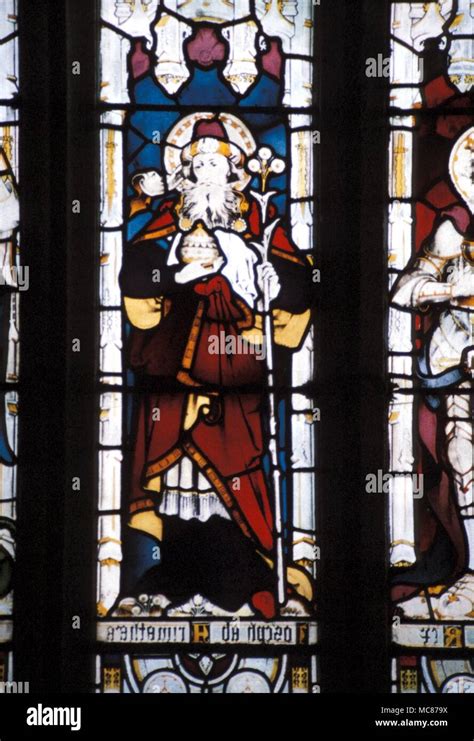 BRITISH MYTHOLOGICAL Joseph of Arimathea. Stained glass window in the ...