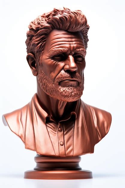 Busto De Cobre Hiperrealista De Un Hombre En Estilo Italiano Antiguo