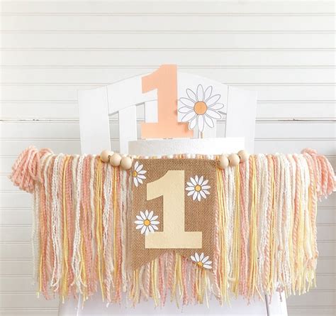 Boho Daisy Birthday High Chair Yarn Tassel Banner High Chair Etsy