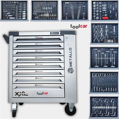 Metallo Werkzeugwagen XXL Werkstaatwagen mit gefüllt volle Schubladen 8