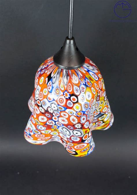 Venetian Glass Lamps With Murrina Millefiori Made Murano Glass