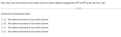 Solved How many rows and columns must a matrix A have in | Chegg.com