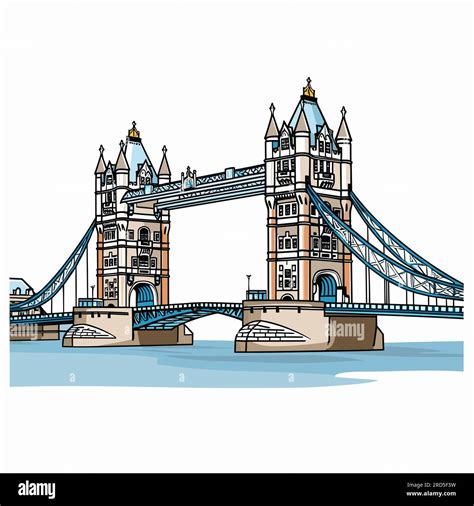 Tower Bridge Tower Bridge Hand Drawn Comic Illustration Vector Doodle