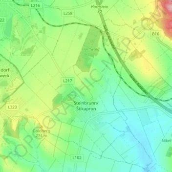 Topografische Karte Steinbrunn Höhe Relief