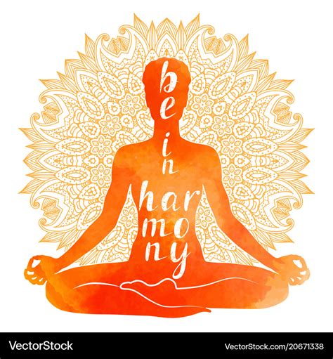 Watercolor silhouette of yoga meditation Vector Image