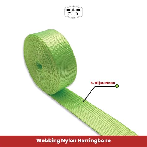 Jual Webbing Nylon 3 8cm Pola Herringbone Tebal 0 8 0 9mm Meter