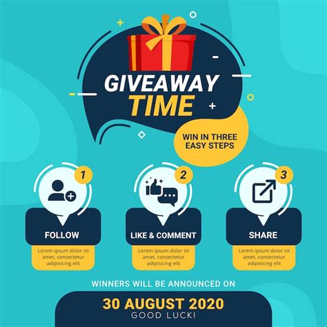 Premium Vector Giveaway Steps For Social Media Contest Design Concept