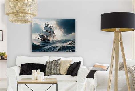 Vintage Style Th Century Sailing Battleship Oil Paint Etsy