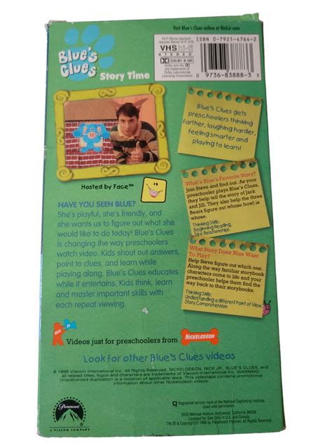 Blues Clues Story Time Vhs 1998 Nick Jr Grelly Usa