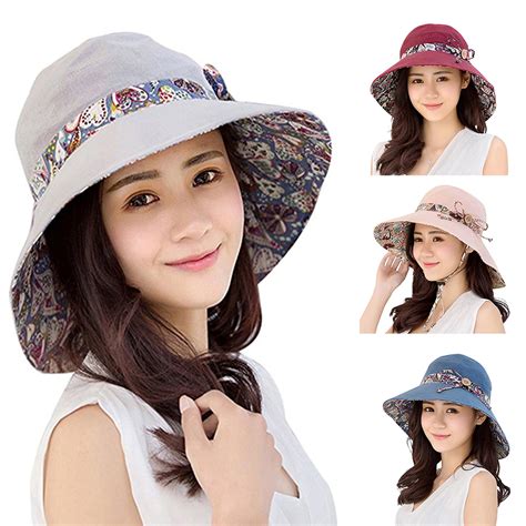 Udiyo Womens Packable Reversible Bucket Hat Uv Sun Protection Wide Brim