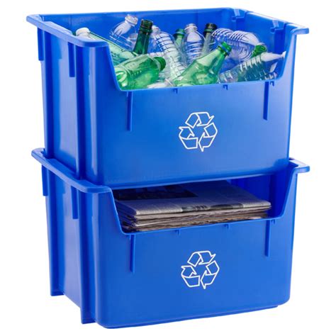 Blue 12 gal. Stackable Recycle Bin | The Container Store