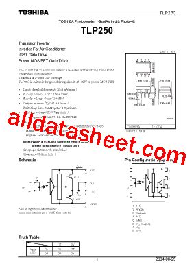 TLP250 Datasheet PDF Toshiba Semiconductor