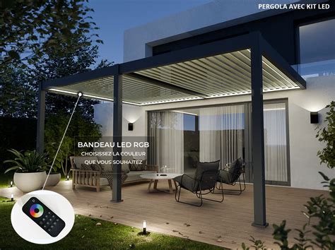 Pergola Bioclimatique En Kit Adoss E X M Kit Led Inclus