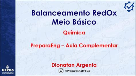 Balanceamento Redox Meio B Sico Youtube