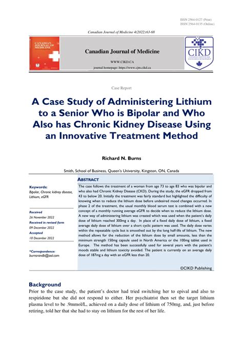 Pdf A Case Study Of Administering Lithium To A Senior Who Is Bipolar