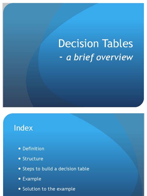 Decision Tables - : A Brief Overview | PDF | Database Index | Areas Of ...