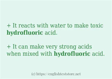 Hydrofluoric Example Sentences Englishteststore Blog