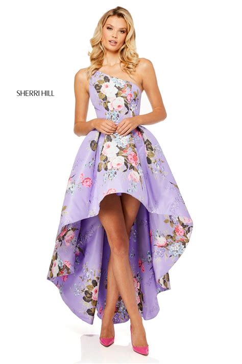 Sherri Hill 52489 Floral Print One Shoulder Dress Sherri Hill Dresses