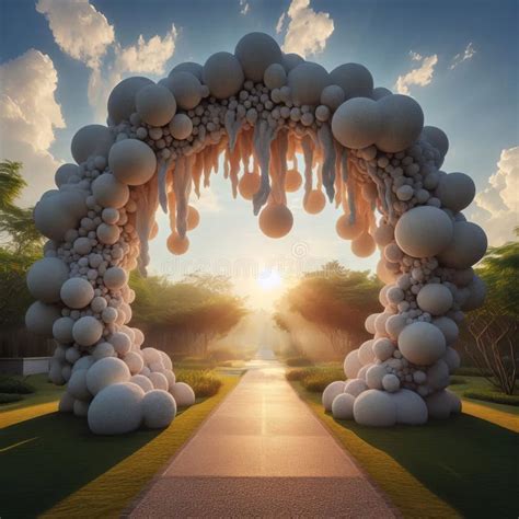 floating stone arch  archway sculpture   foat stock