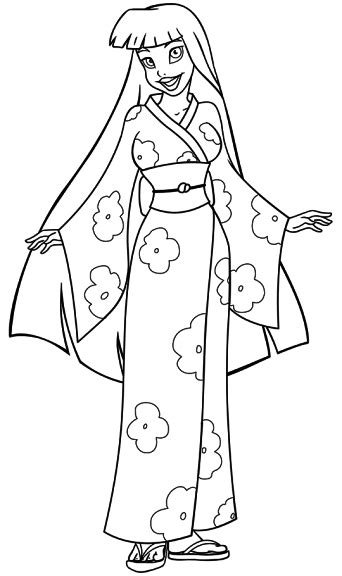 Coloriage femme en kimono à imprimer