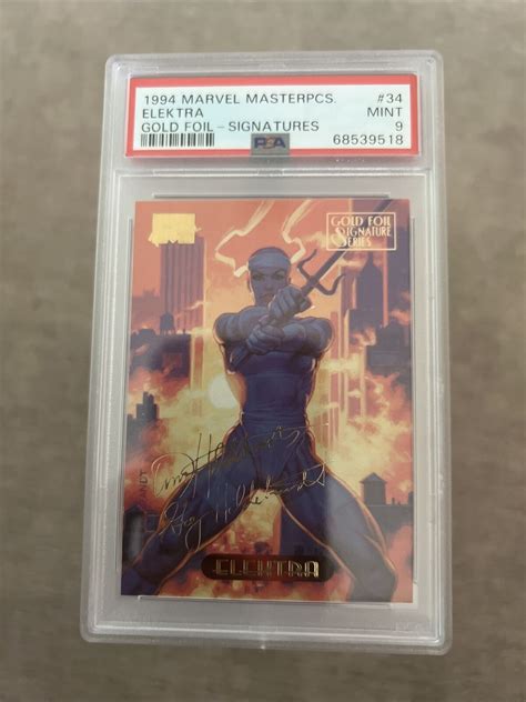 Marvel Masterpieces Elektra Gold Foil Signatures Mint Psa