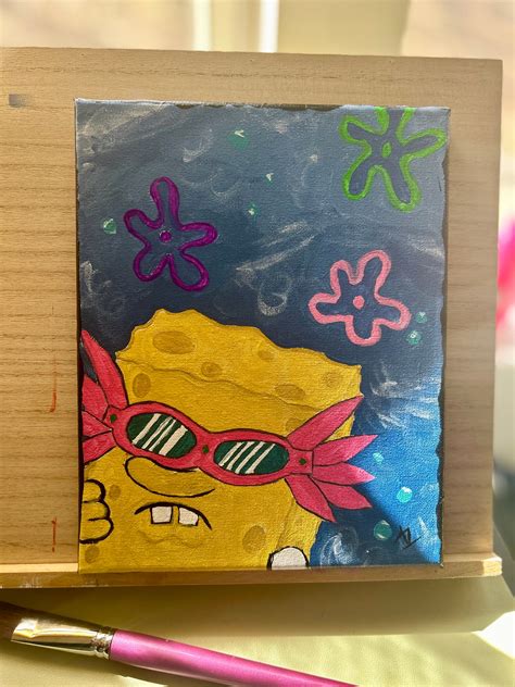 Spongebob Squarepants Painting Spongebob Wall Art Acrylic Painting