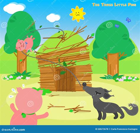 The Three Little Pigs 6 Wolf Destroys Stock Vector Illustration Of