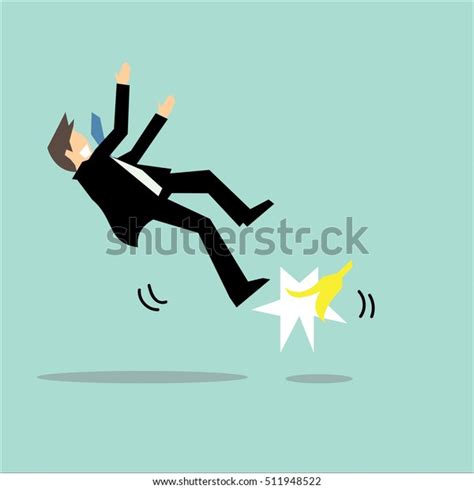 Businessman Slipping Falling Banana Peel Concept Stock Vector Royalty