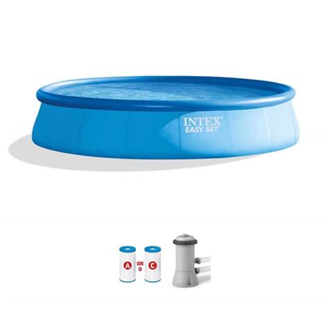 Intex Easy Set 12 Ft Round X 30 In Deep Inflatable Pool With 330 GPH