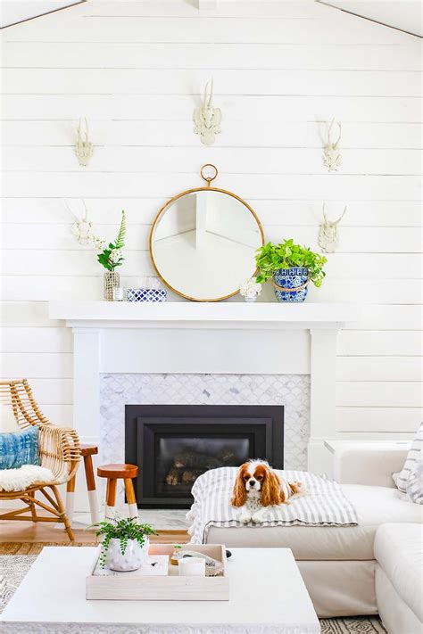 Summer Mantel Decor In Blue And White Modern Glam