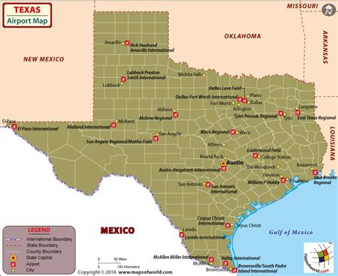 Texas Airports Map, Airports in Texas