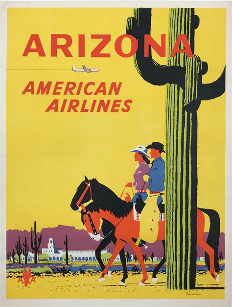 Arizona American Airlines By Fred Ludekens Original 1955 Vintage