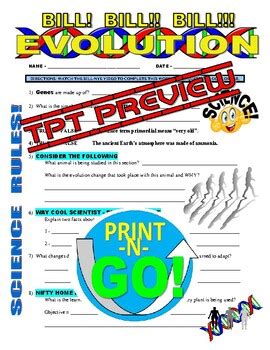 Bill Nye The Science Guy EVOLUTION Genetics DNA Video Worksheet Sub