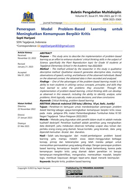 Pdf Penerapan Model Problem Based Learning Untuk Meningkatkan