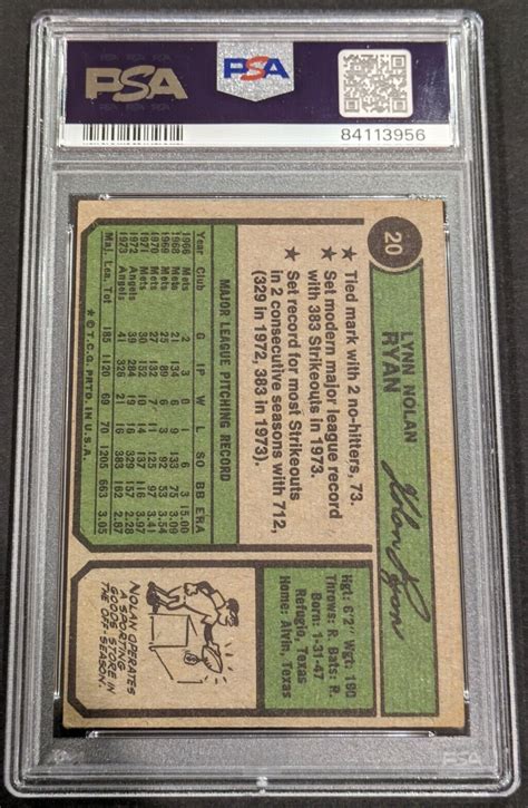 Topps Nolan Ryan Psa Vg Ex Just Graded California Angels