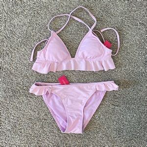 Target Swim Nwt Xhilaration Lavender Bikini Set Triangle Top Ruffle