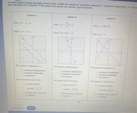 Solved For Each System Of Linear Equations Shown Below Chegg