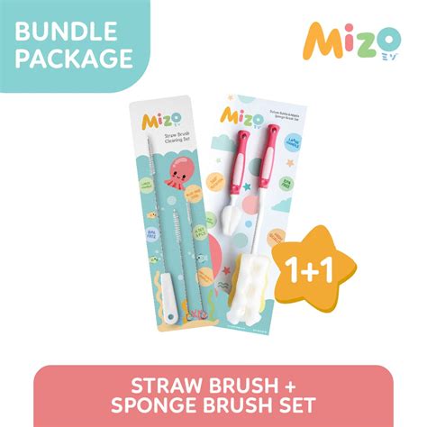 Jual MIZO Bottle Nipple Sponge And Straw Brush Set Bundle Shopee