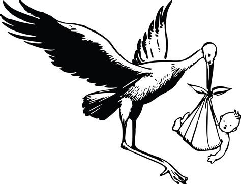 Free Clipart Of A stork and baby