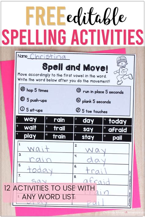 12 Free Editable Spelling Activities Artofit