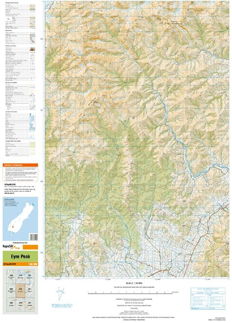 Topo Map Cd Eyre Peak Toit Te Whenua Land Information New