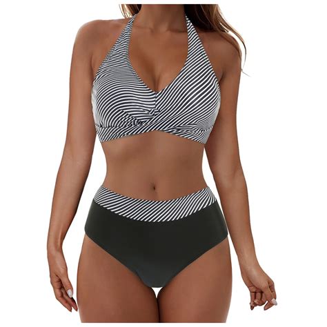 High Waisted Push Up Bikini Set Sexy Cute Two Piece Swimsuit For Beach Pool Black L