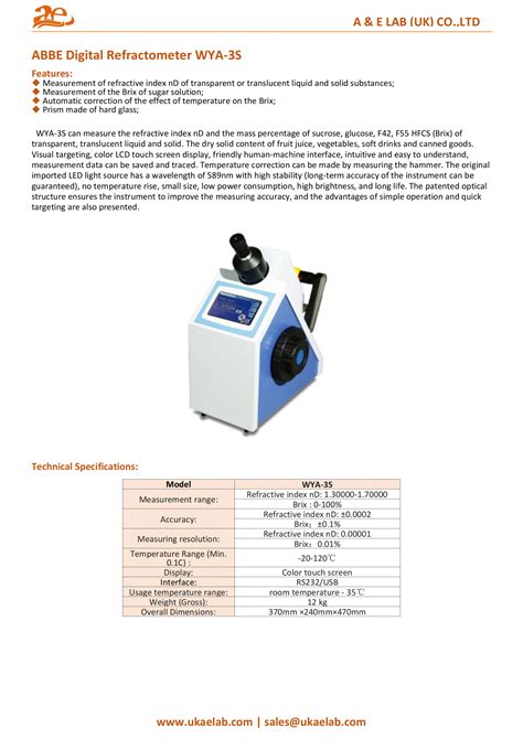 Aelab Digital Abbe Refractometer Wya S