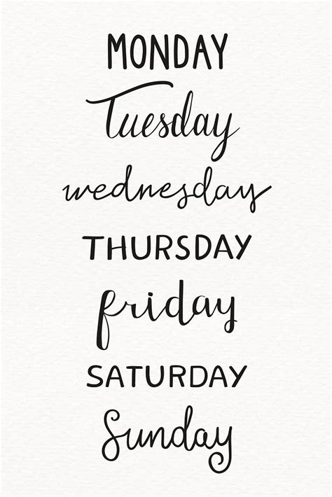 Weekdays Typography Collection Vector Premium Vector Rawpixel